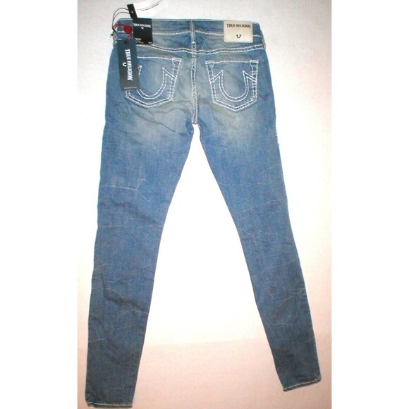 New $329 Womens True Religion Brand Jeans NWT Casey Super T Skinny USA Blue 26 - Picture 2 of 10
